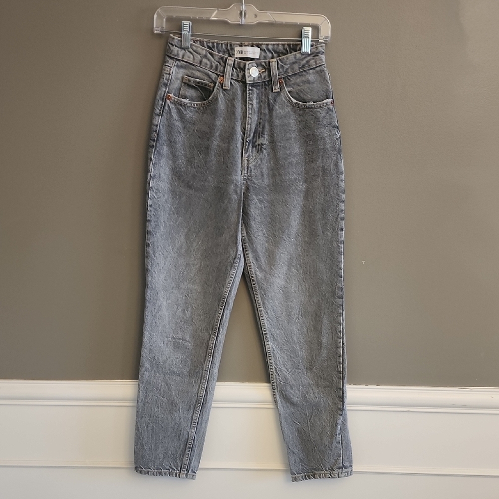 Zara High Rise Gray Jeans